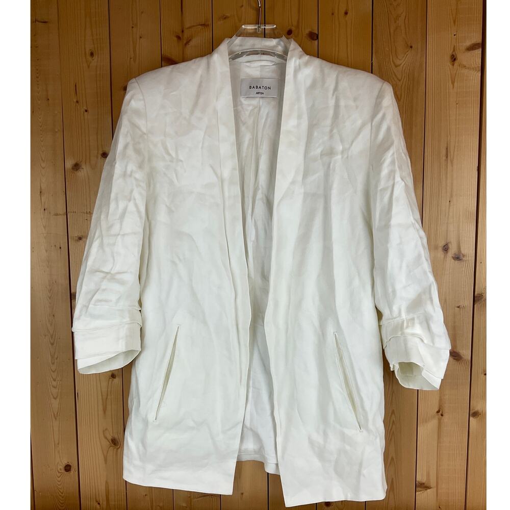 Women's Babaton Aritzia 3/4 Length Sleeve Suit Jacket, Ivory - Size 4
